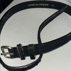 Comme des Garcons Black Textured Belt leather sz 80